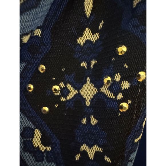 INC Blue Studded Print Batwing Sleeves Nylon Top Sz M - Picture 13 of 15